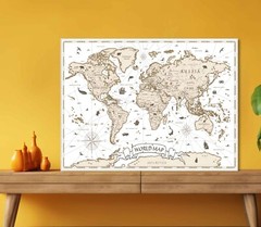 vintage World Map 1860 Print 5mm thick Plastic Poster Ready to Hang 60x45cm