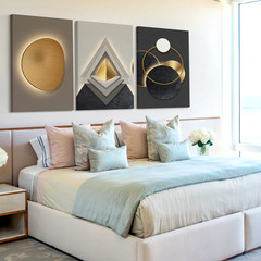 3 Pieces Modern Geometric Abstract Large Wall Art Set for Bedroom Set Of 3