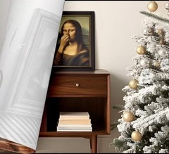 Vintage Gold Carving Frame Mona Lisa Canvas Wall Art – Funny Bathroom Decor, 9×1