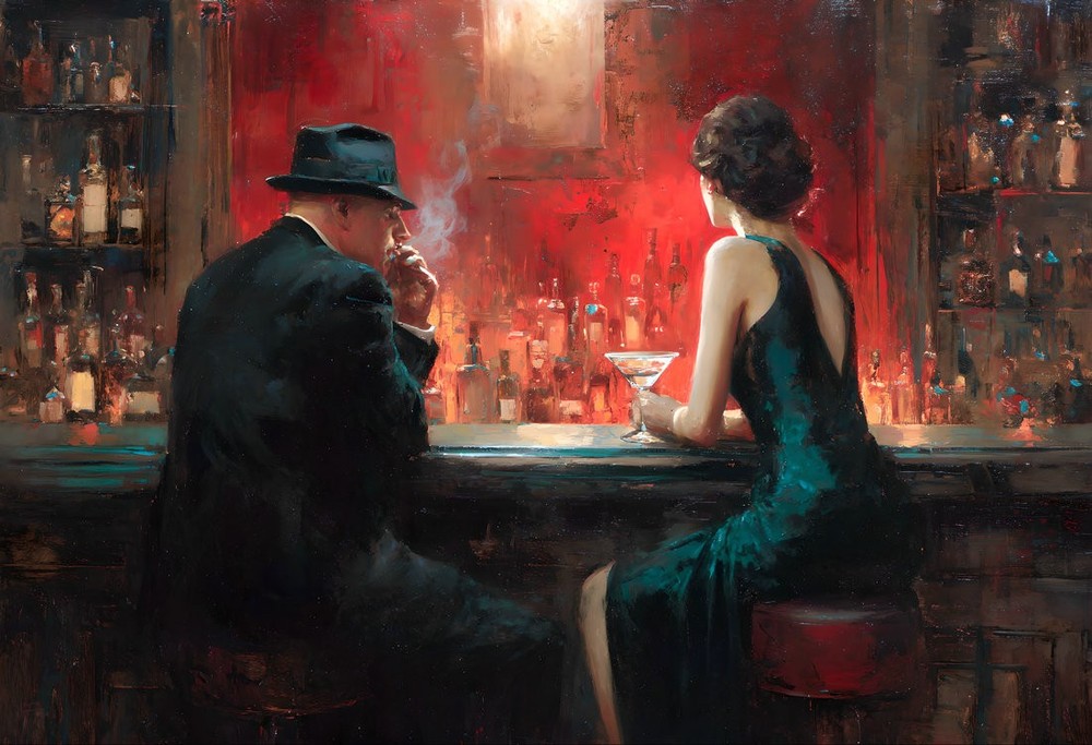Wine Bar Figures Men and Women Canvas Home Decor Wall Art Print Poster Painting