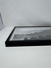 Black And White Forrest/Mountain Picture In Frame Nature Woods Marmont