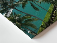 Miami Skyline And Marina Canvas Wall Art With Tropical Palm Trees Print Home