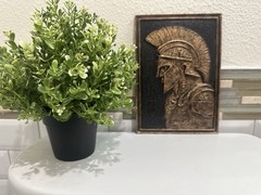 Hand Painted Spartan Warrior 3d Wall Art 9” X 6” Greek Soldier Plaque Sculpture