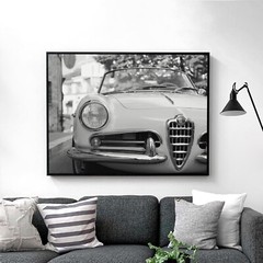 Alfa Romeo Giulia Spider Black & White Vintage Sports Cars Wall Art Poster Print