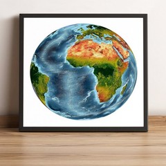 World Map, Vertical Perspective Projection World Map, Framed World Relief Map