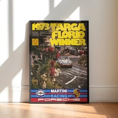 Porsche 911 Carrera RSR Poster Wall Art 1973 Targa Florio Canvas Martini Racing