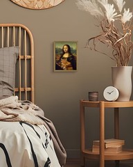 Funny Mona Lisa Cat Wall Art, Vintage Renaissance Mona Lisa Holding Orange Ta…