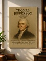 Thomas Jefferson Vintage Portrait USA History Wall Art 3rd President Print