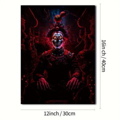 Scary Haunted Clown Canvas Print Halloween Horror FRAMED ART 12×16″ US SELLER