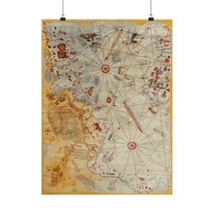 Piri Reis 1513 World Map Poster | Matte Vintage Nautical Chart