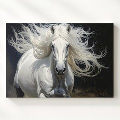 Untamed Grace Canvashyper-Realistic White Horse In Motion Wall Art