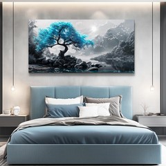 Large Canvas Wall Decor Painting Wall Art For Living Room Decor Blue Tree Bla…