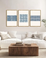 Blue Abstract Framed Wall Art Large 24x36in Modern Boho Neutral Line Wall Dec…