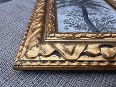 Tropical Palm Tree Framed Wall Art Goldtone Tabletop Wall Hanging Picture Frame