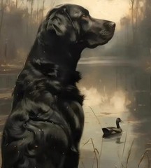 Black Labrador – Duck Hunter On Canvas – 8×10”