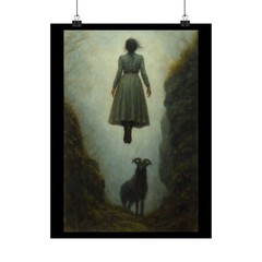 Witch Levitation with Goat Poster | Matte Vertical Art Print