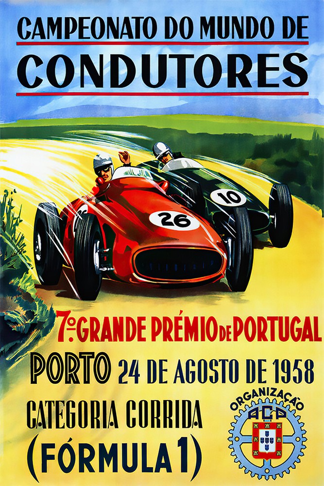 1958 Formula 1 Portugal Porto Art Wall Indoor Room Outdoor Poster – POSTER 20×30