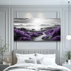 Large Purple Flowers Canvas Art for Living Room & Office Decor 30×60 In