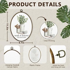 Eucalyptus Leaves Leaf Oval Wall Art Framed, Sage Green Cooking Canvas Prints…