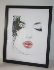 Black Framed Abstract Woman Face Watercolor Print Wall Picture