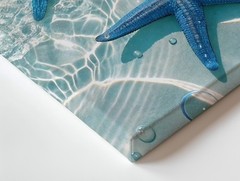 Blue Starfish Canvas Wall Art Ocean Sea Life Beach Decor Underwater Print