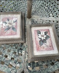 Set of 2 Exclusive Wall Art Framed with Glass Blooming Magnolia Bud 10,5″x12,5″
