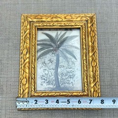 Tropical Palm Tree Framed Wall Art Goldtone Tabletop Wall Hanging Picture Frame