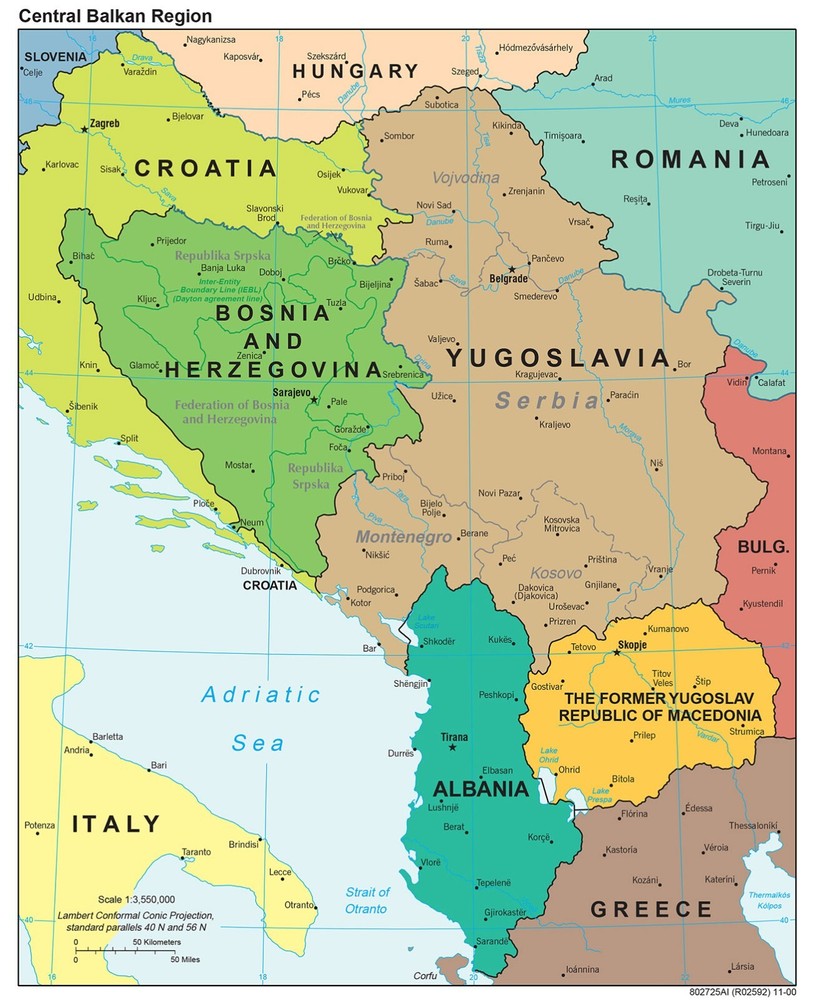 2000 CIA Map Central Balkan Home School Geography Poster Print Study History