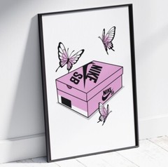 Set of 3 Pink and white Nike SB Art pieces canvas wall art home decor