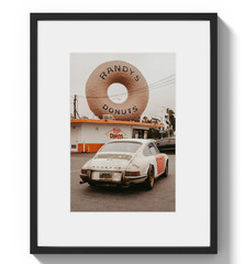 Vintage Porsche Donut Shop Poster | Retro Car Photography Wall Art Print