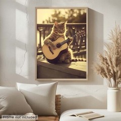 Cat Playing Guitar #1 – Cute Funny Animals – Poster
