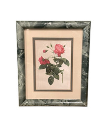 Vintage Botanical Rose Print Forest Green Marble Print Frame, Set of 2 90s Decor