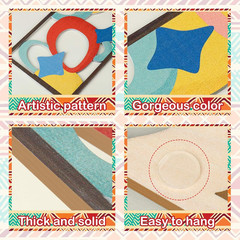 2 Pcs Mid Century Modern Decor Wooden Geometric Wall Art Abstract Wall Decor Art