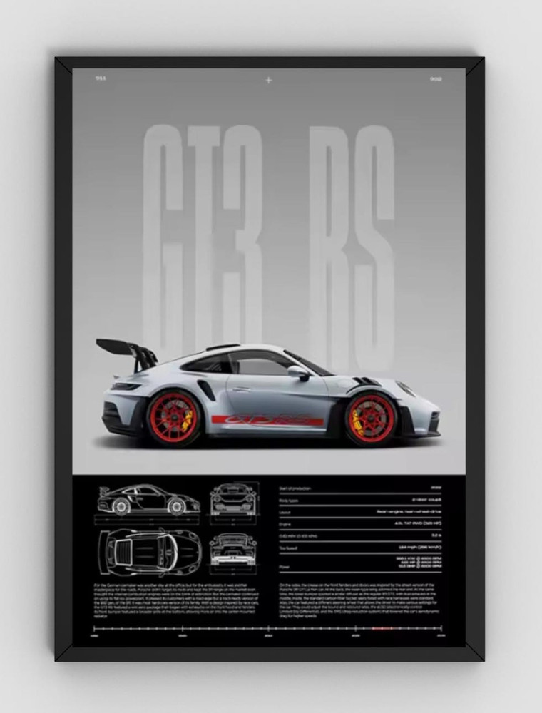 Porsche 911 GT3 RS Poster Print, Porsche 992 Wall Art, Supercar Decor