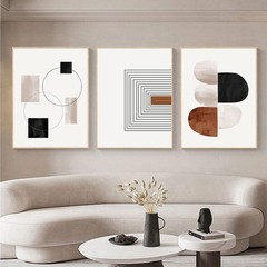 White Black Line Art Canvas Prints Abstract Geometry Wall Decor Poster Art