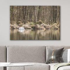 Wall26 Wall Art Canvas Print Swan in Marsh Lake Pond Photography Art Decor