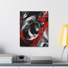 Wall Art Decor – Canvas Print Artwork – Decorative Black Red White Abstract Seam