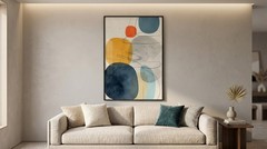 Modern Abstract Poster Organic Shapes Canvas Wall Art Contemporary Blue Print