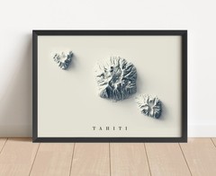 Tahiti Map, Tahiti 2D Relief Map, Tahiti Vintage Map – 2D Flat