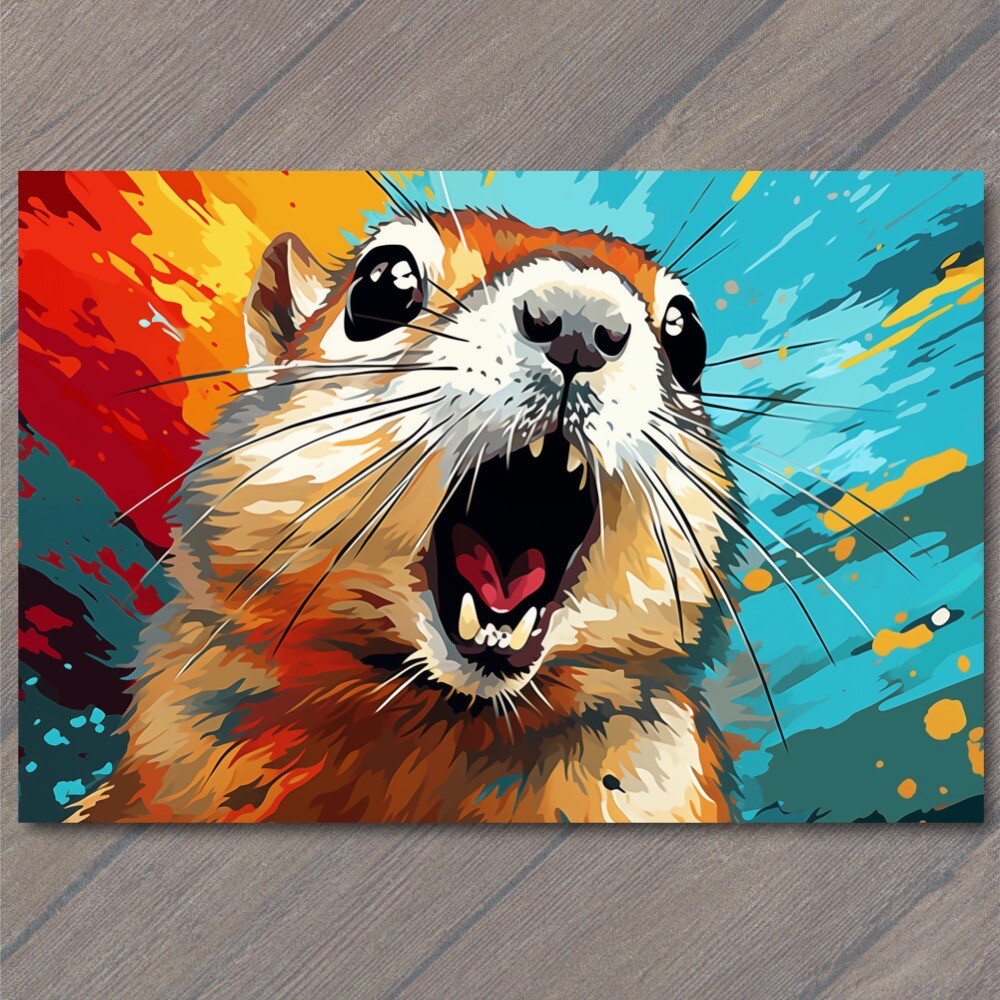 Art Print Chipmunk Smile Happy Retro Pop Art Splash Colors Cute Fun Vibrant