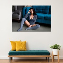 366262 Beautiful Big Breasts Model Hot Woman Thighs Art Print Poster