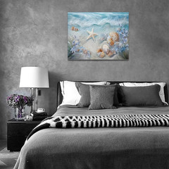 Beach Seashell Bathroom Wall Art Coastal Starfish Pictures Wall Decor Modern Hom
