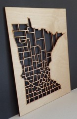 Minnesota Map Craft Kit Natural Wood Laser Cut & Canvas 8×10 Wall Decor USA #M15