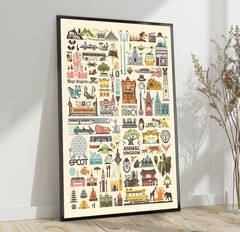 Disney Parks Icons Poster, Theme Park Travel Wall Art, Magic Kingdom