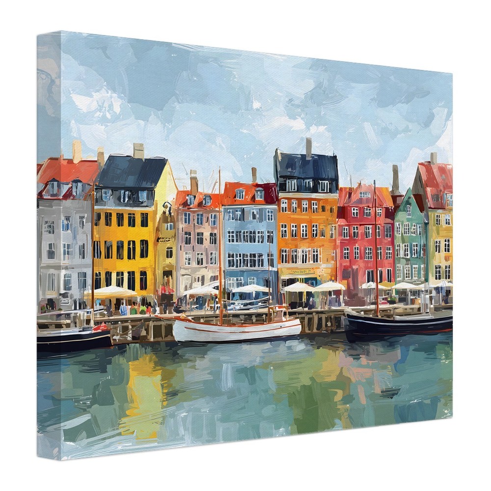Copenhagen Harbor Painting Canvas Print Denmark Cityscape Wall Art Scandinavian