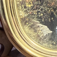 Vintage Homco Gold Oval Framed Church Swan Lake Wall Art Picture #9663 PRINT AZ2