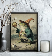 Wizard Frog Art Print D&D Dice Fantasy RPG Wall Art – Tabletop Gamer Decor