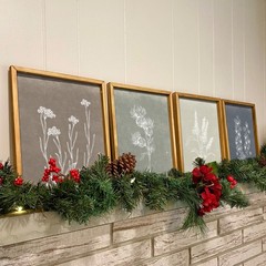 Framed Boho Wall Art Set of 4 Wooden Wall Art for Rustic Vintage Farmhouse Ho…