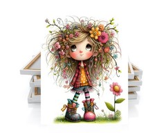 16×20 Quirky Flower Girl Canvas Print Wall Art