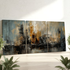 3 Pieces Modern Abstract Landscape Large Wall Art Set for Bedroom Set Of 3
